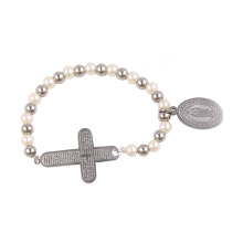 pulseira-47 Xuping Virgem Maria design + cruz pulseira de contas de jóias